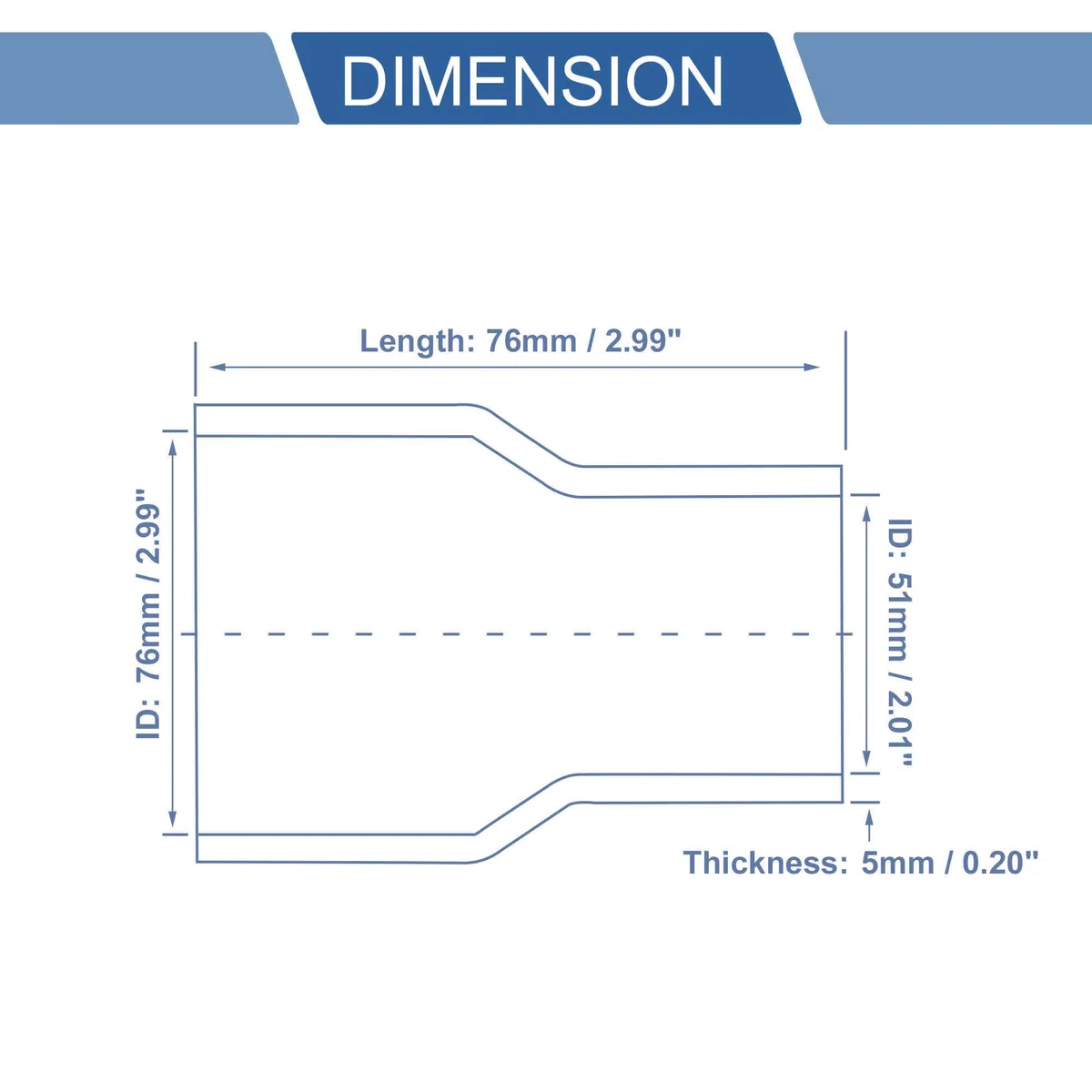 A ABSOPRO 1 Set 51-76mm/2.01"-2.99" ID 76mm/2.99" Lunghezza 0 Gradi Tubo in Silicone Nero per Auto con Morsetti Tubo del Refrigerante Universale