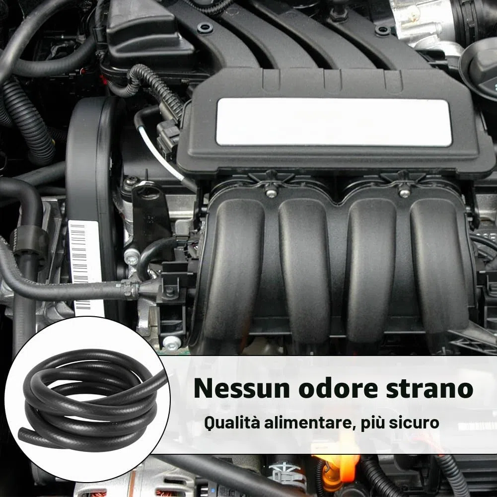 Tubo flessibile in gomma NBR Ø 19 mm - tubo per carburante da 1 metro - per diesel o benzina con 2 fascette di serraggio (1 metro, diametro interno 19 mm - diametro esterno 26 mm)