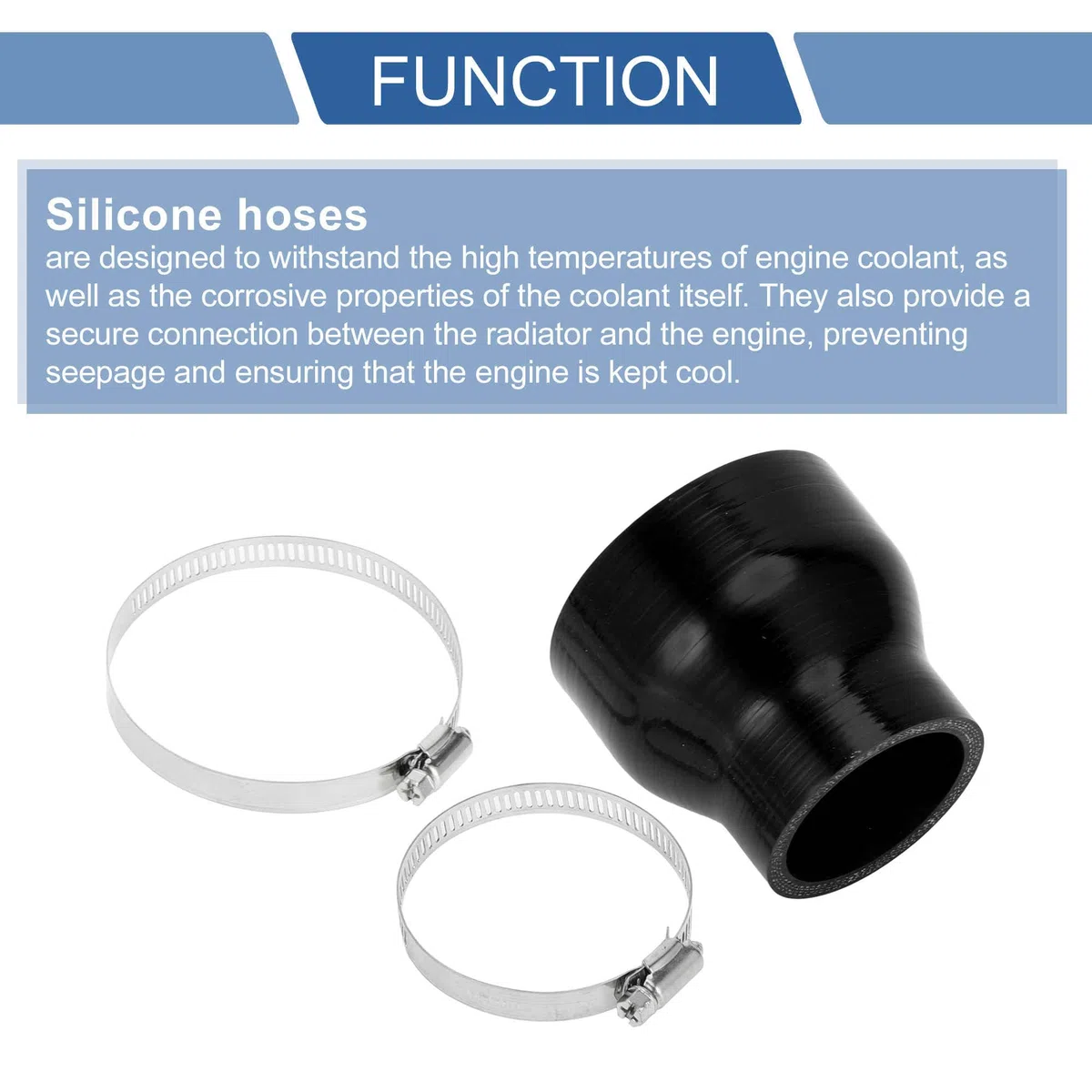 A ABSOPRO 1 Set 51-76mm/2.01"-2.99" ID 76mm/2.99" Lunghezza 0 Gradi Tubo in Silicone Nero per Auto con Morsetti Tubo del Refrigerante Universale