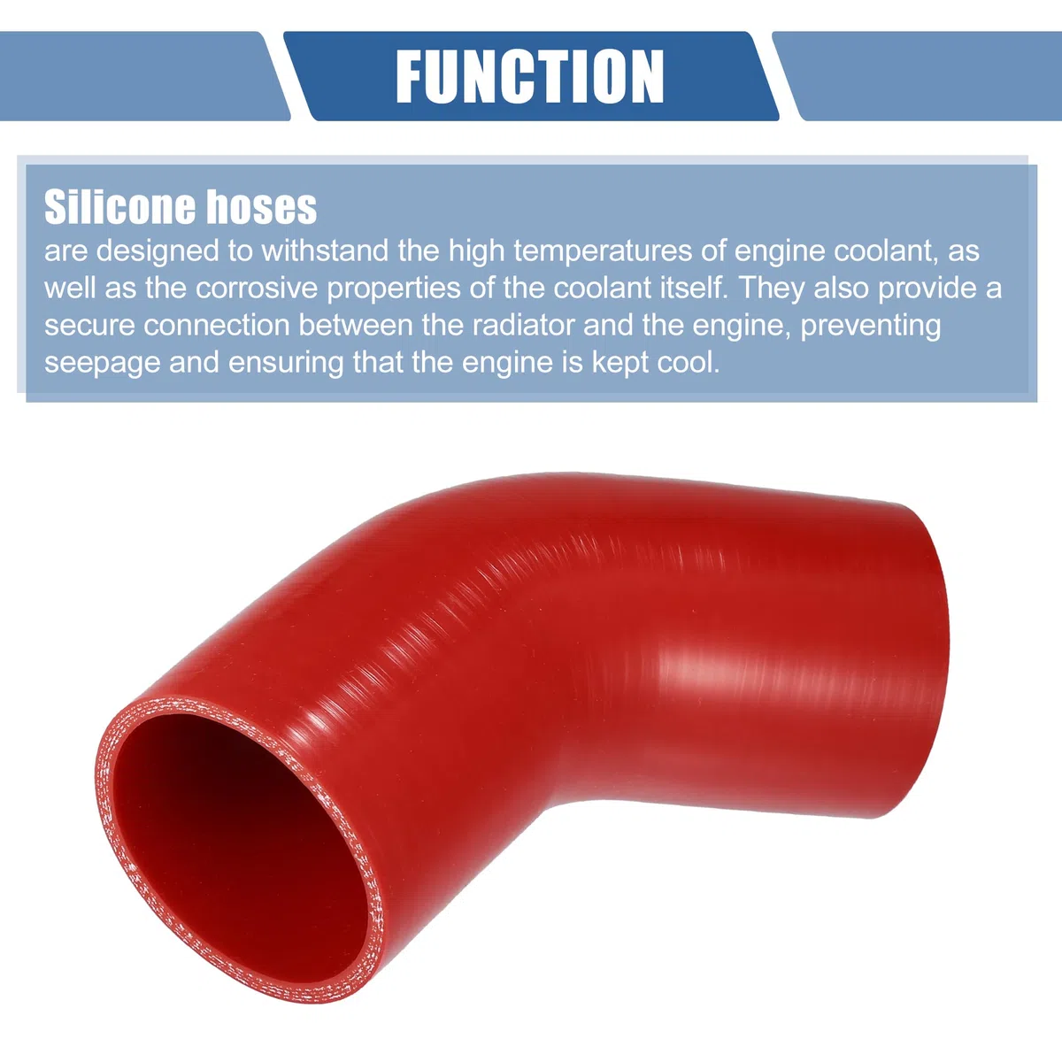 QUARKZMAN 1 Pz Tubo in Silicone Rosso Universale per Auto Lunghezza 90mm (3.54") con Diametro Interno di 70mm (2.76") a 45 Gradi