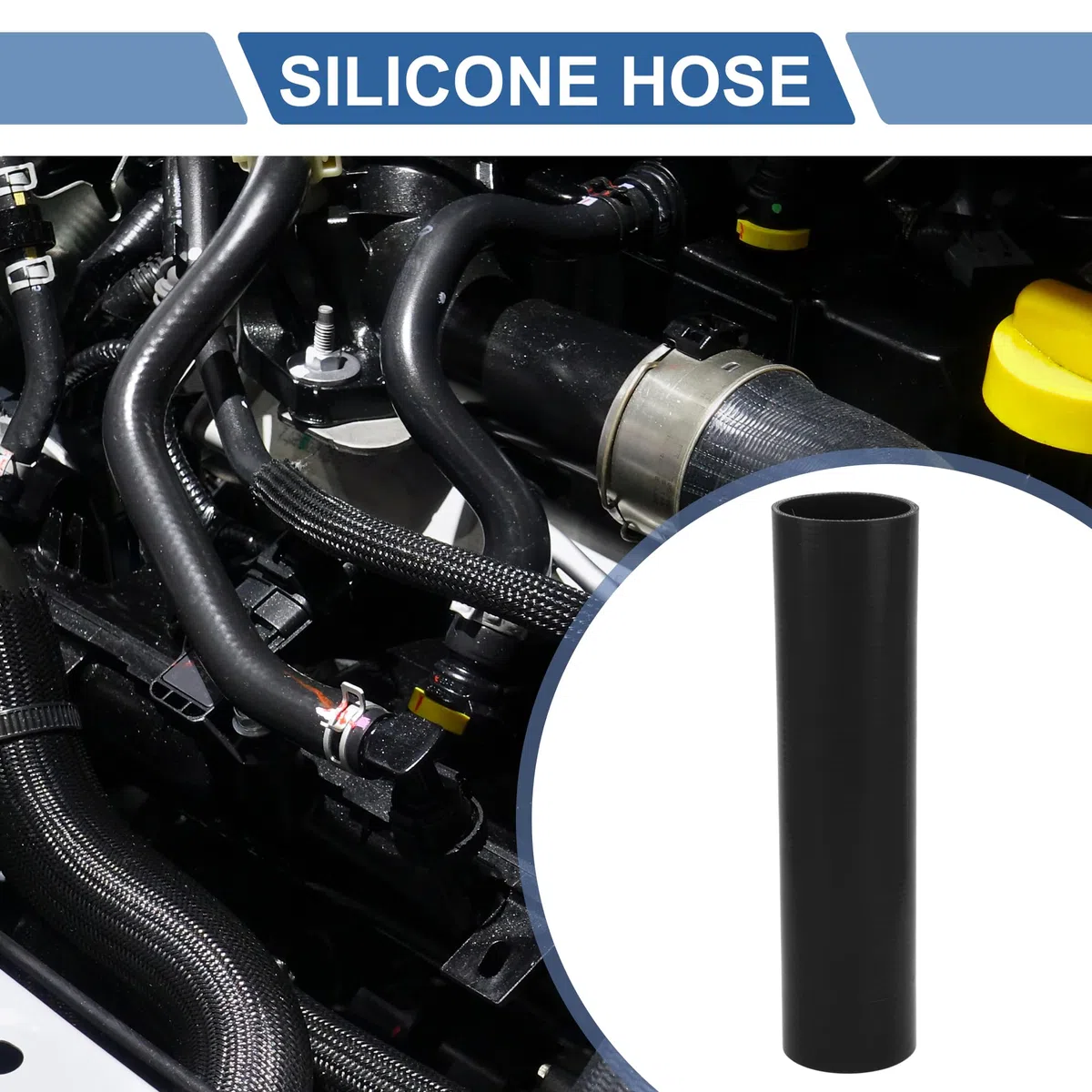 A ABSOPRO 1 Pz, 65mm/2.56" ID 300mm/11.81" Lunghezza 0 Gradi Tubo Raffreddamento in Silicone per Auto Nero Universale