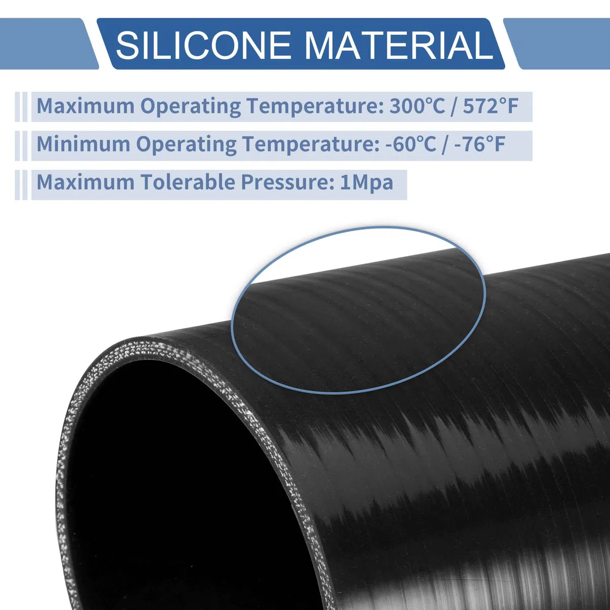 A ABSOPRO 1 Set 51-76mm/2.01"-2.99" ID 76mm/2.99" Lunghezza 0 Gradi Tubo in Silicone Nero per Auto con Morsetti Tubo del Refrigerante Universale