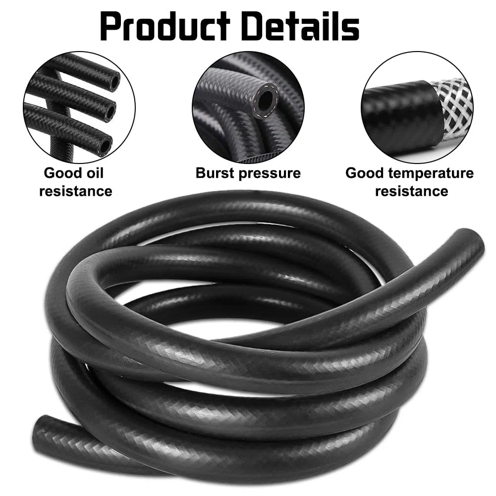 Tubo flessibile in gomma NBR Ø 19 mm - tubo per carburante da 1 metro - per diesel o benzina con 2 fascette di serraggio (1 metro, diametro interno 19 mm - diametro esterno 26 mm)