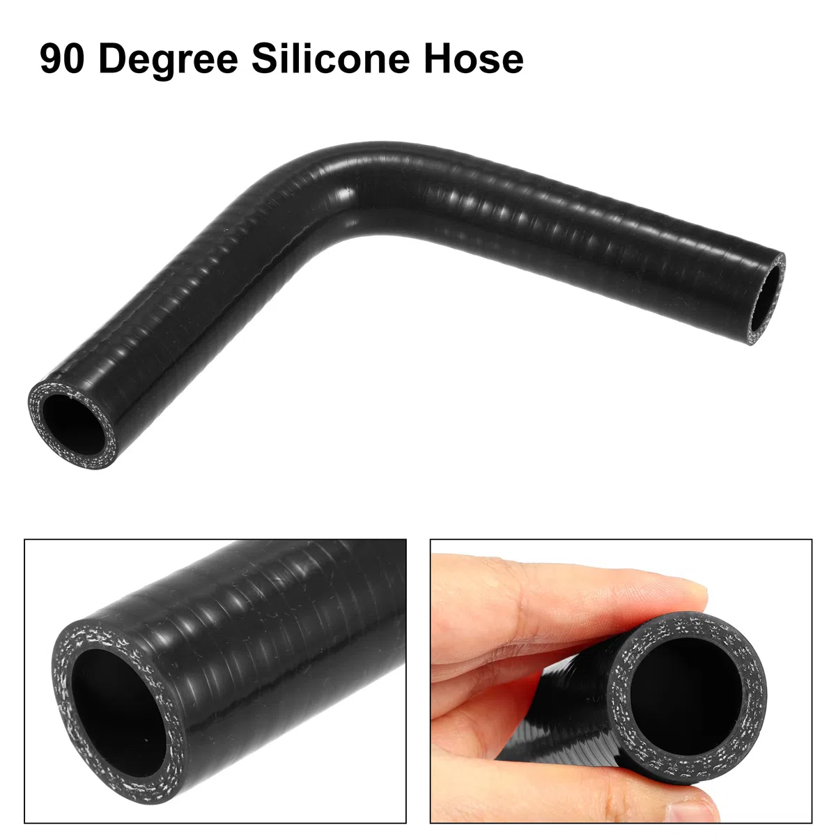 A ABSOPRO Universale 25mm 0.98" Accoppiatore Auto ID 90 Gradi Silicone Tubo Flessibile Nero